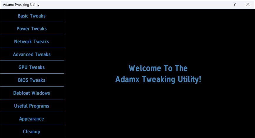 Adamx Tweaking Utility screenshot