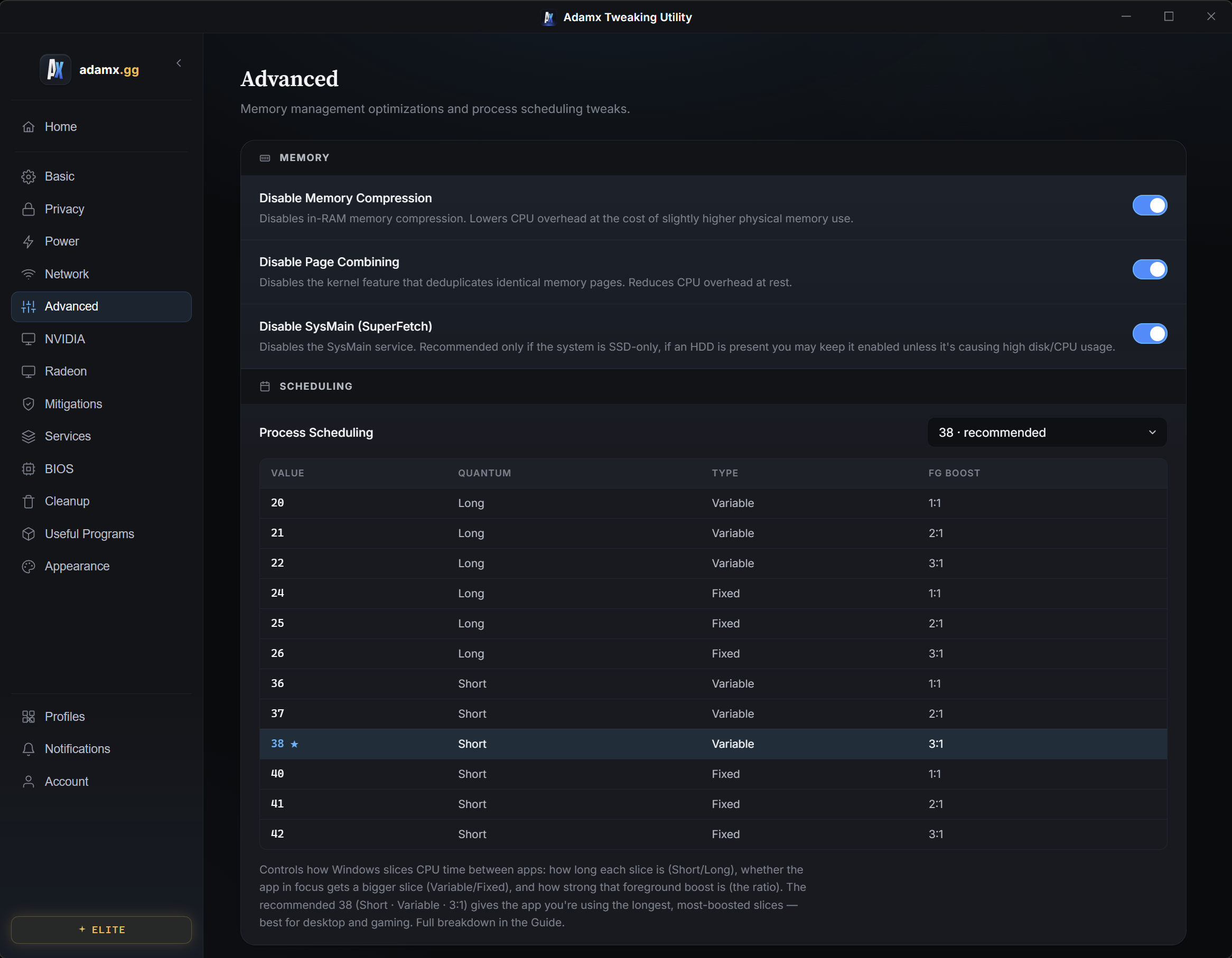 Adamx Tweaking Utility screenshot