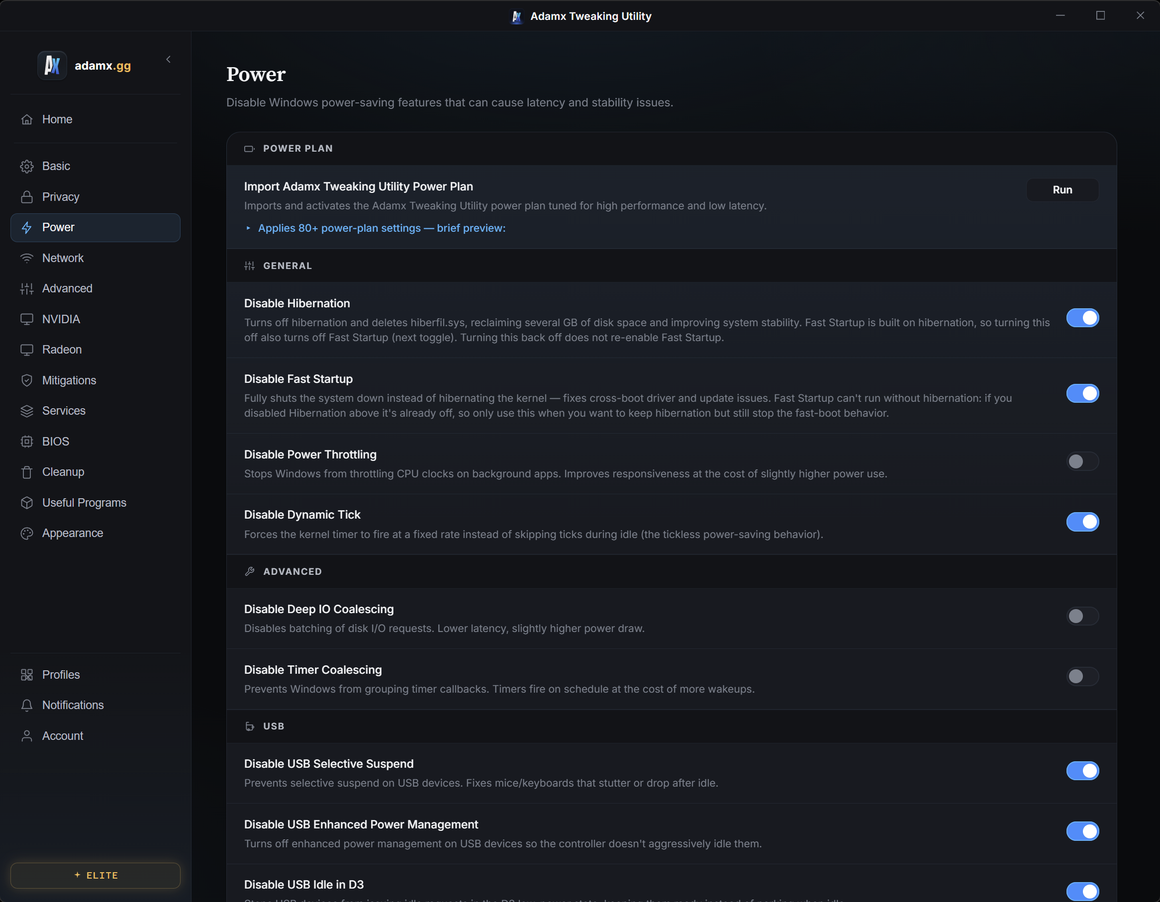 Adamx Tweaking Utility screenshot