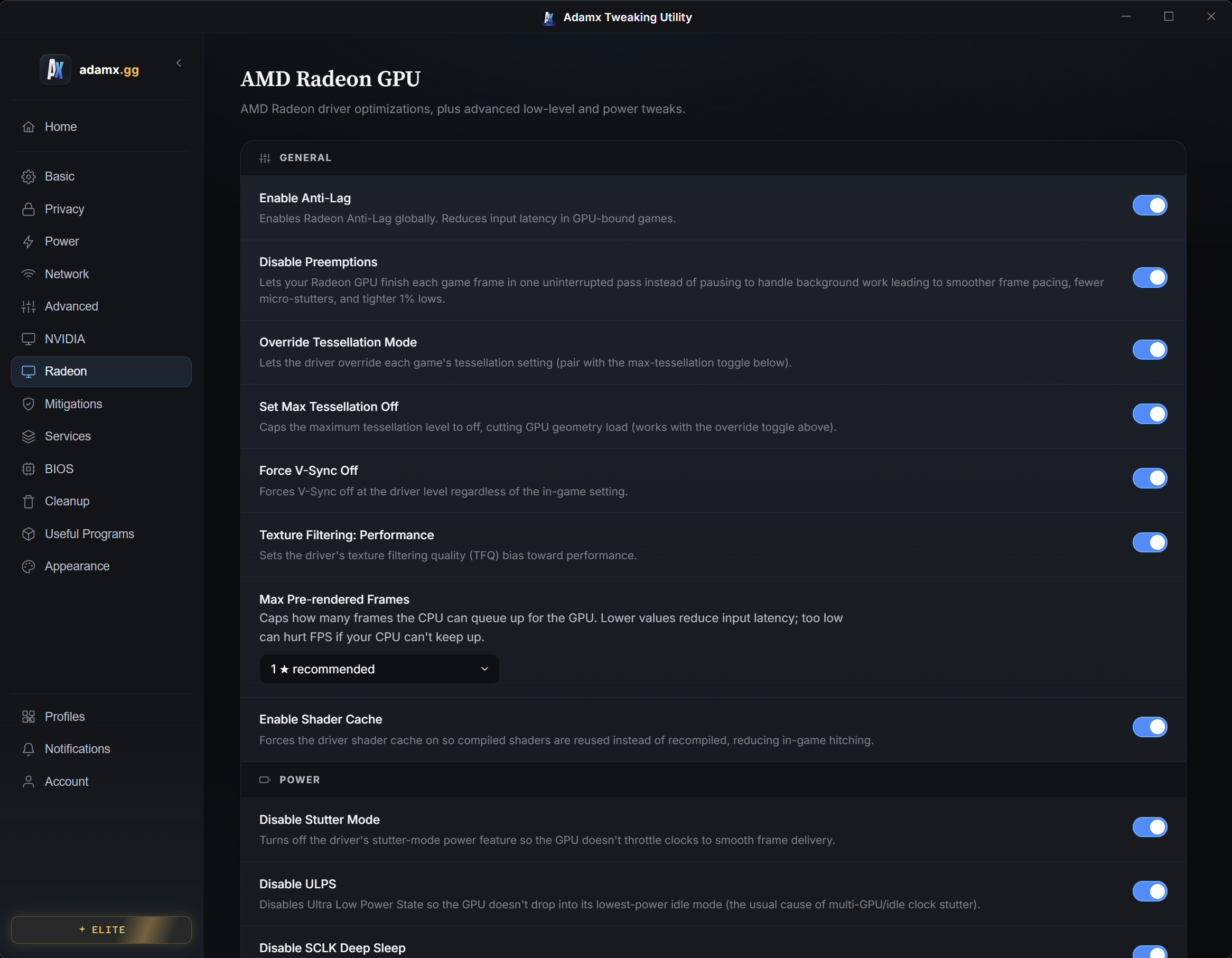 Adamx Tweaking Utility screenshot