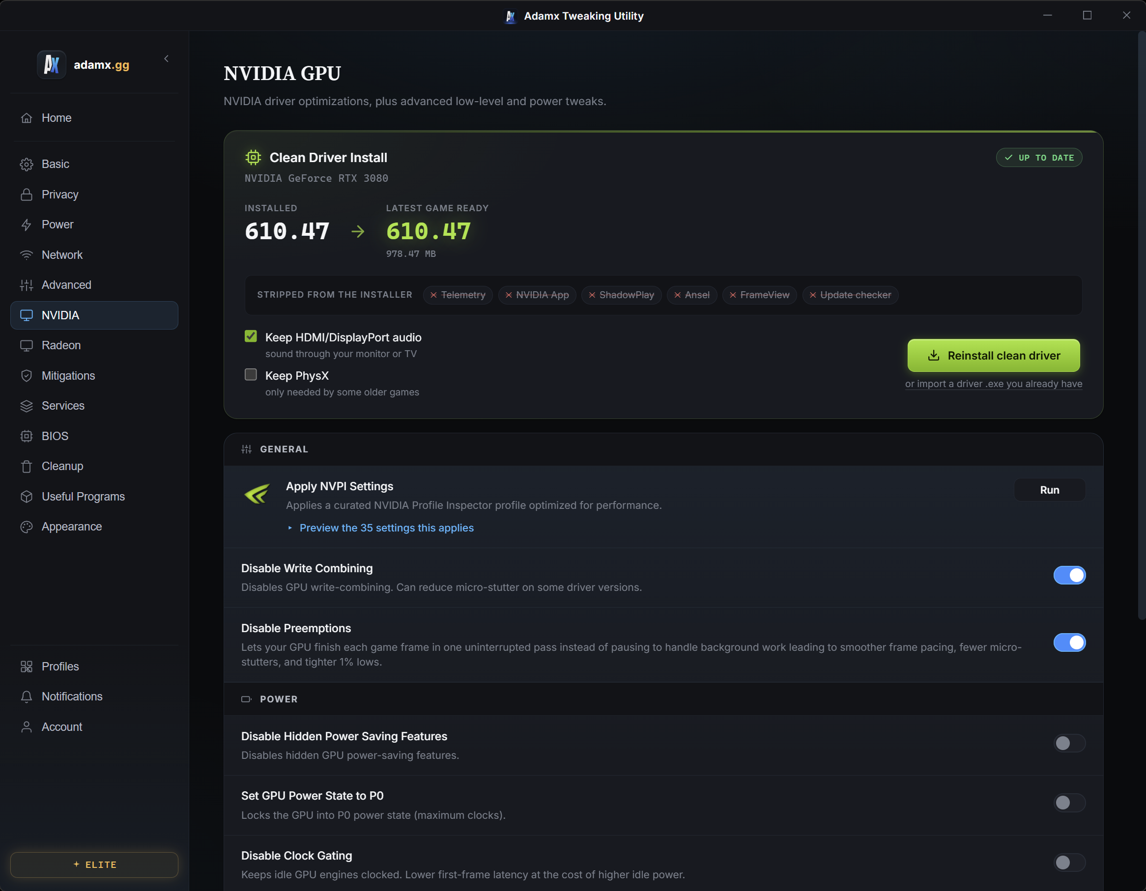 Adamx Tweaking Utility screenshot