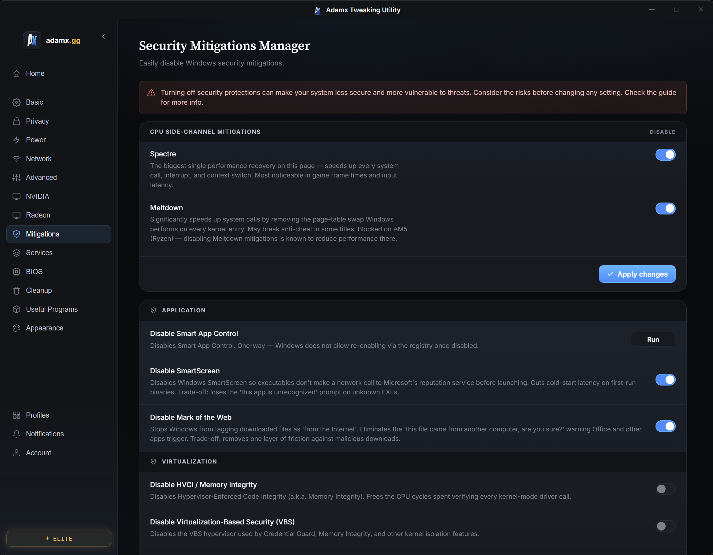 Adamx Tweaking Utility screenshot