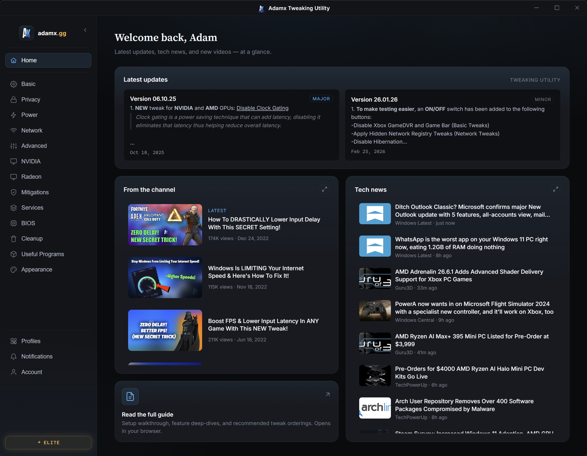 Adamx Tweaking Utility screenshot