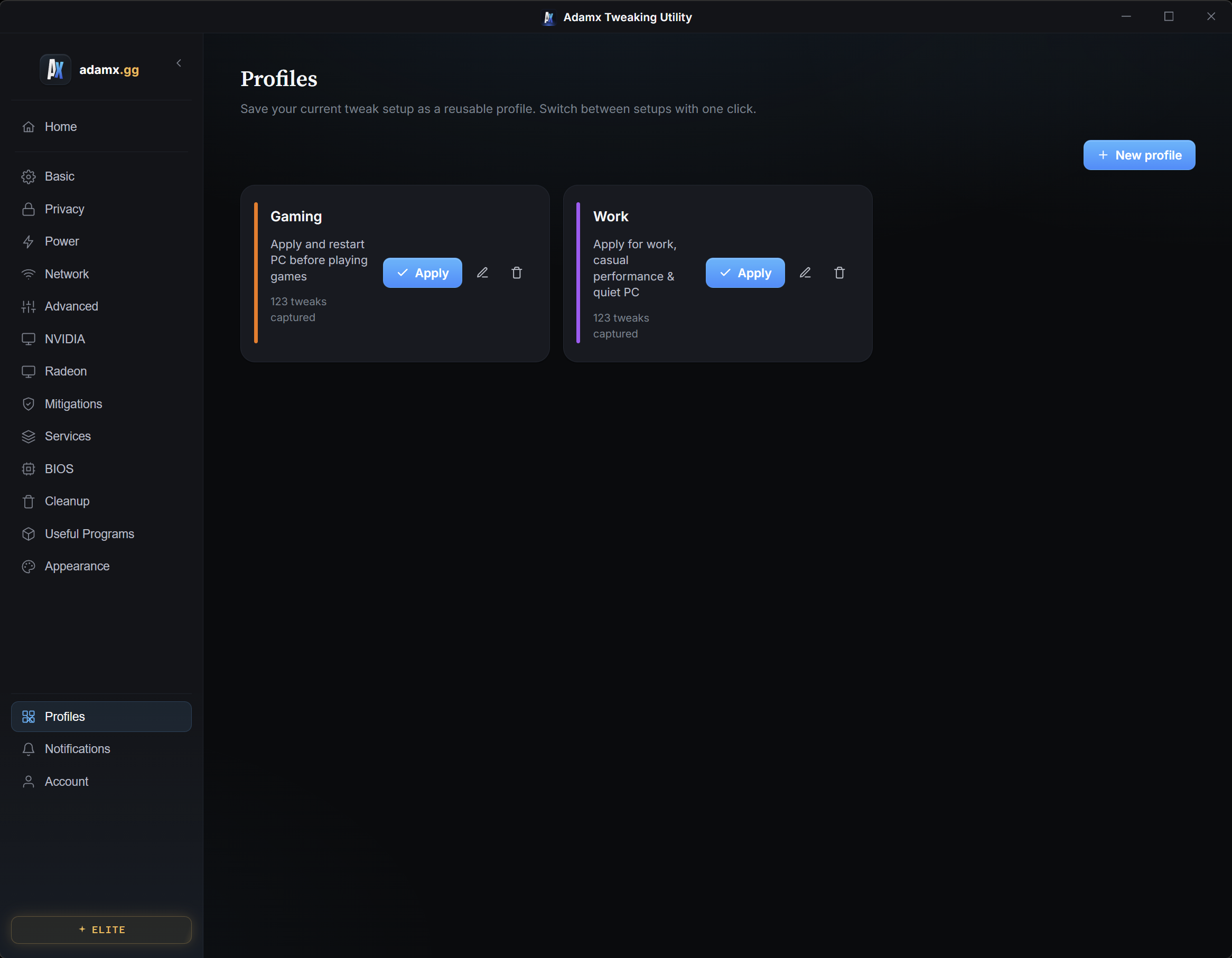 Adamx Tweaking Utility screenshot