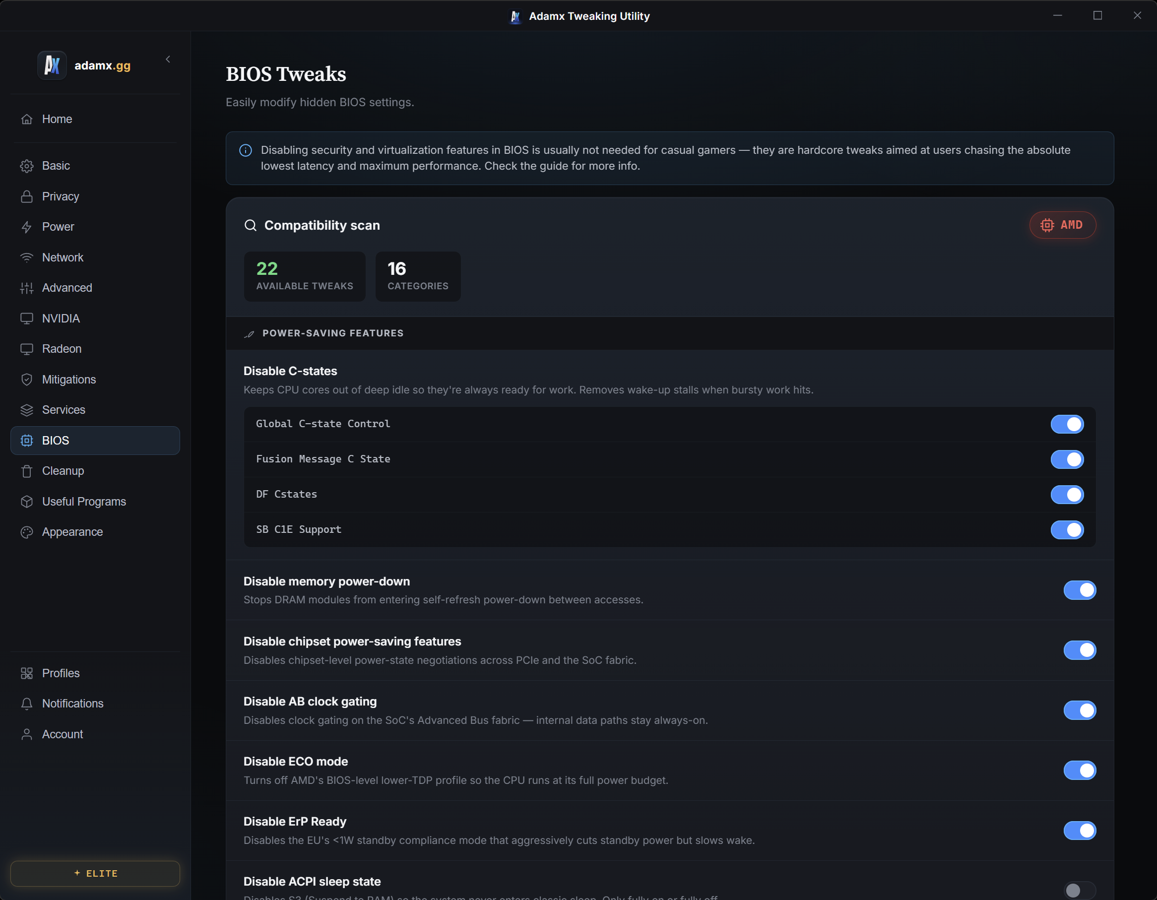 Adamx Tweaking Utility screenshot