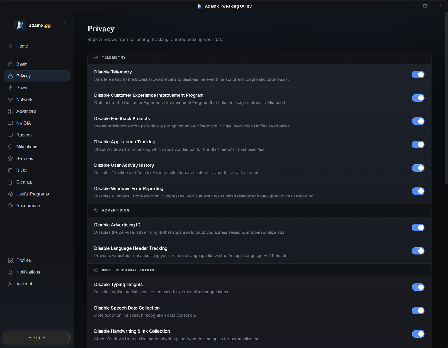 Adamx Tweaking Utility – Windows PC Optimizer Software
